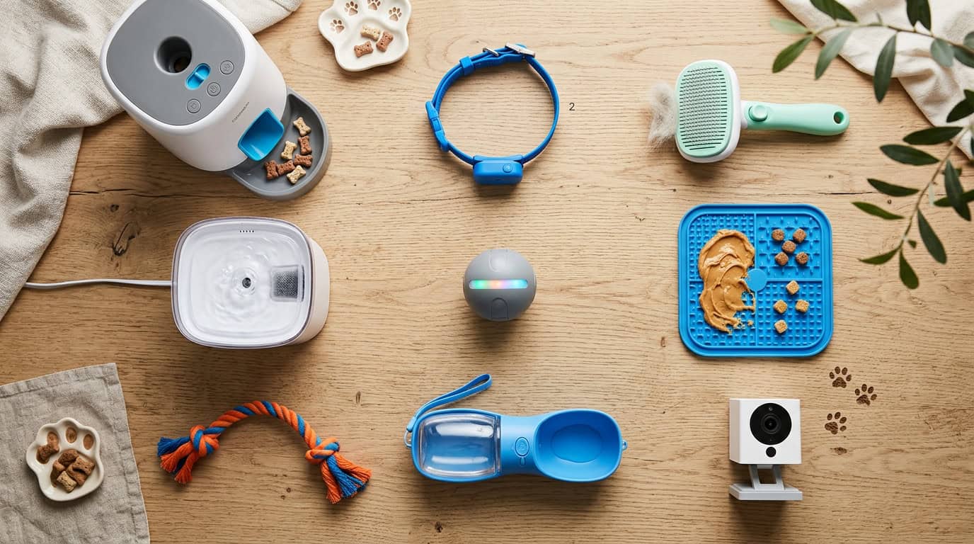 affordable pet gadgets — nine budget pet gadgets including treat dispenser GPS collar and fountain