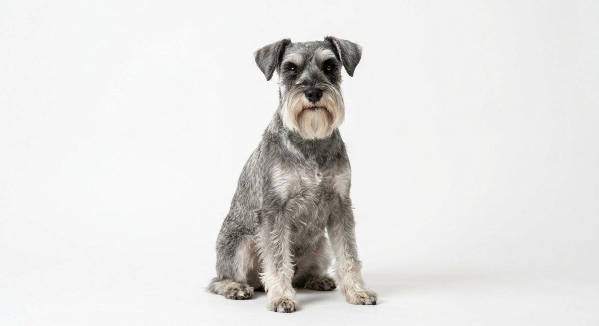 Well-groomed Miniature Schnauzer with classic wire coat, beard and eyebrow furnishings